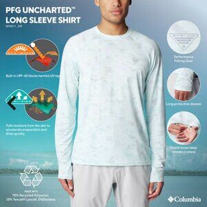 Columbia Men's Uncharted Long-Sleeve Shirt Icy Morn Uncharted Waters Size M